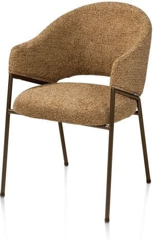 Xooon Noel armstoel incl pocketvering stof sevilla creme frame steelbrown - okergeel Geel Armstoel