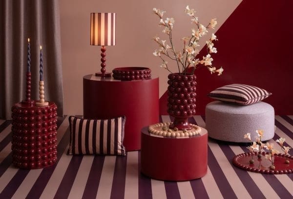 COCO maison Dots tafellamp 1*e27 - bordeaux Paars|Rood Tafellamp