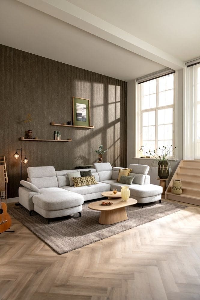 Henders & Hazel Pertina u-bank rechts Beige|Wit Bank