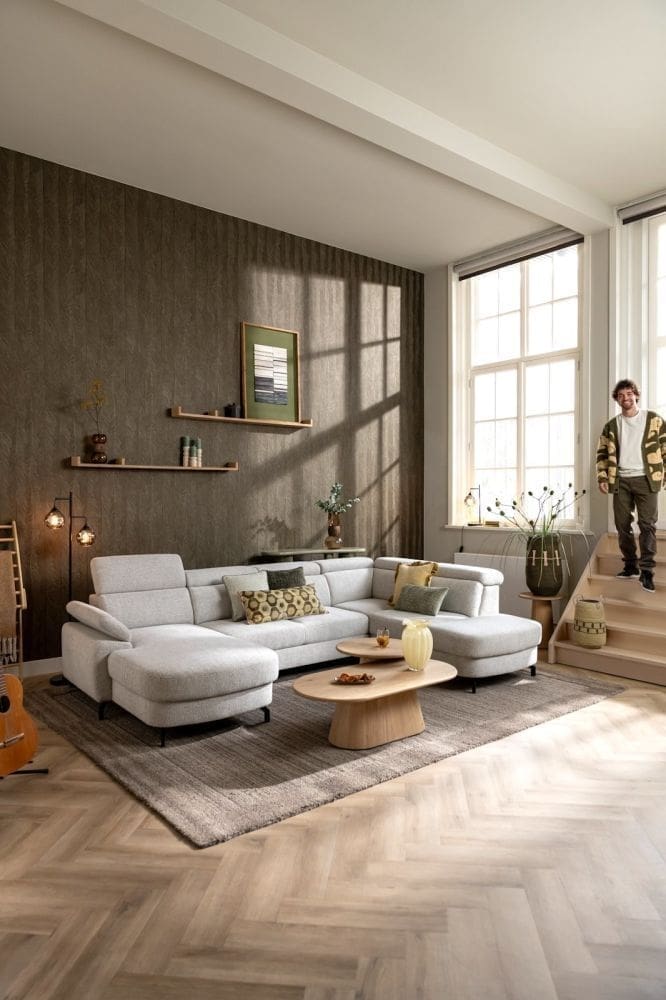 Henders & Hazel Pertina u-bank rechts Beige|Wit Bank