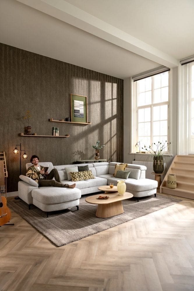 Henders & Hazel Pertina u-bank rechts Beige|Wit Bank