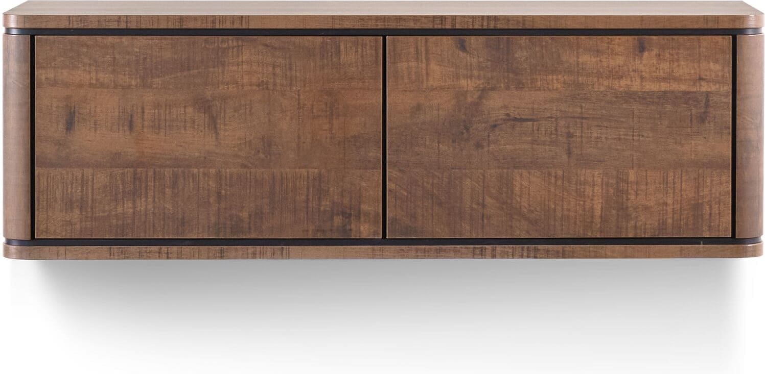 INHOUSE TV-meubel Lantani 2-deurs hangend dark mango Bruin|Naturel Tv-meubel|Tv-dressoir