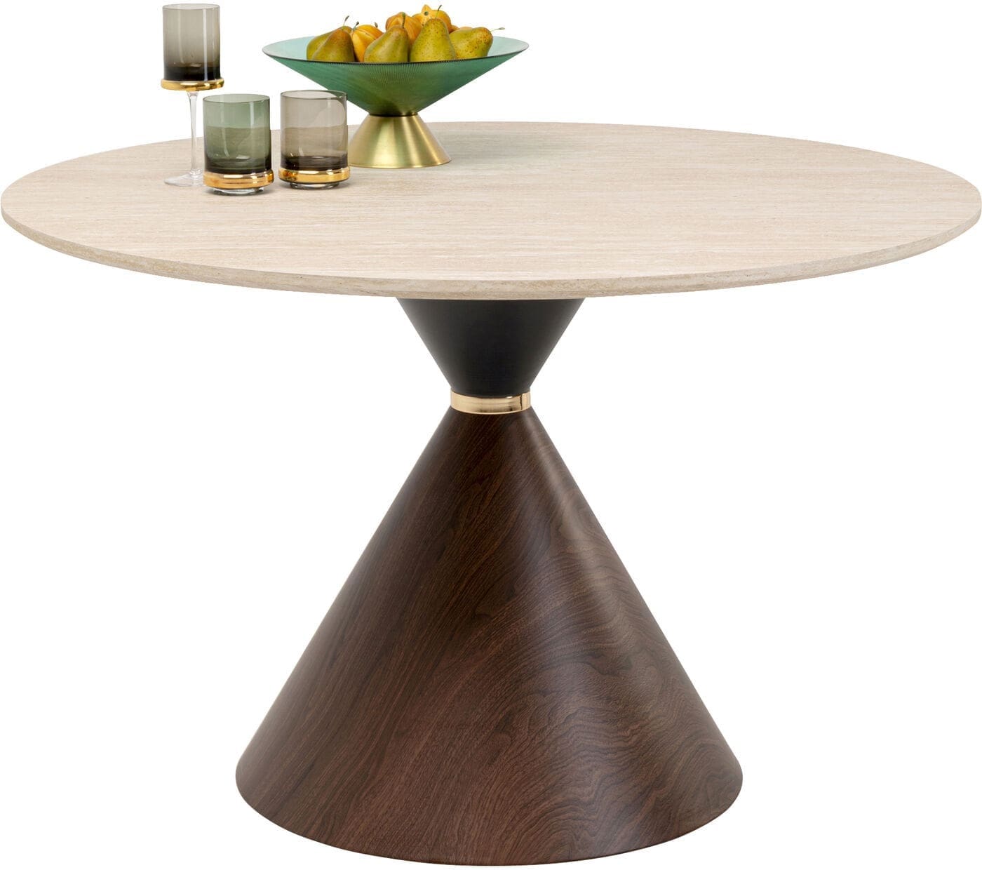 Tafel Cono Travertin Walnut Ø120cm Kare Design Eettafel 71533