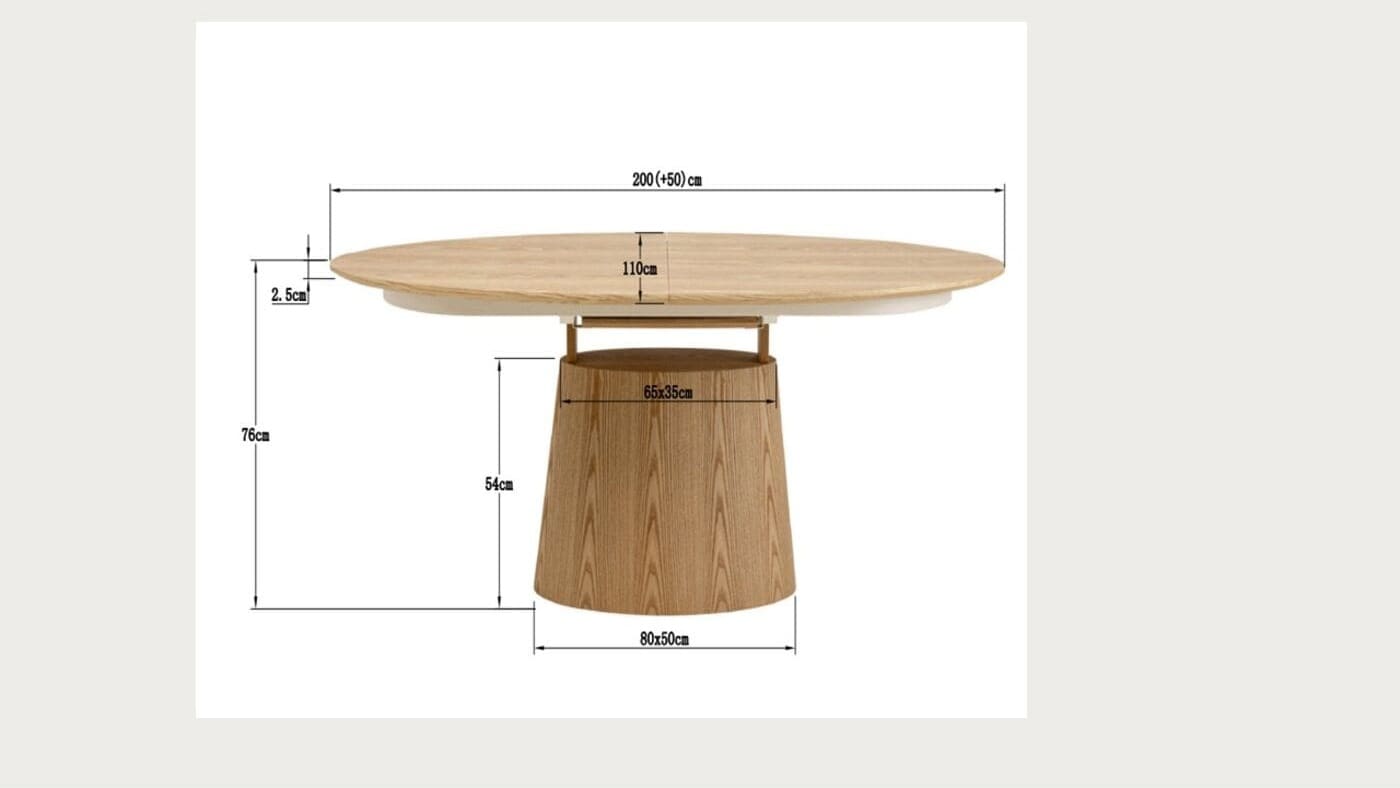 Uitschuiftafel Benvenuto Oak 200(50)x110cm Kare Design Uitschuiftafel 71420