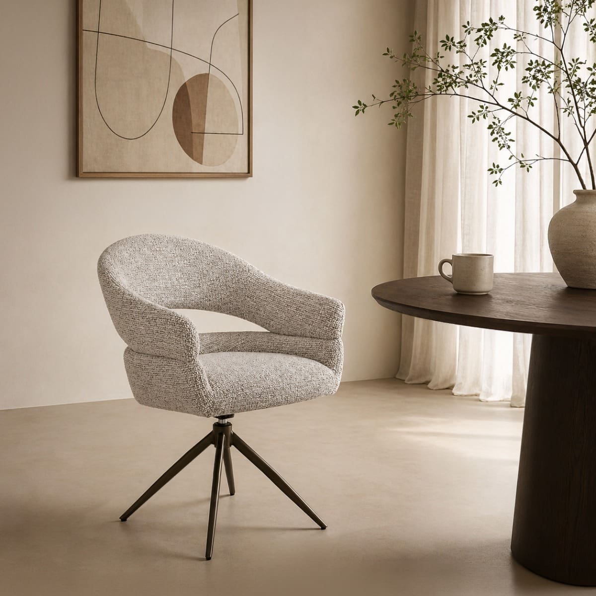 Livingfurn Eetkamerstoel Linn Beige Bronze Beige|Wit Eetkamerstoel