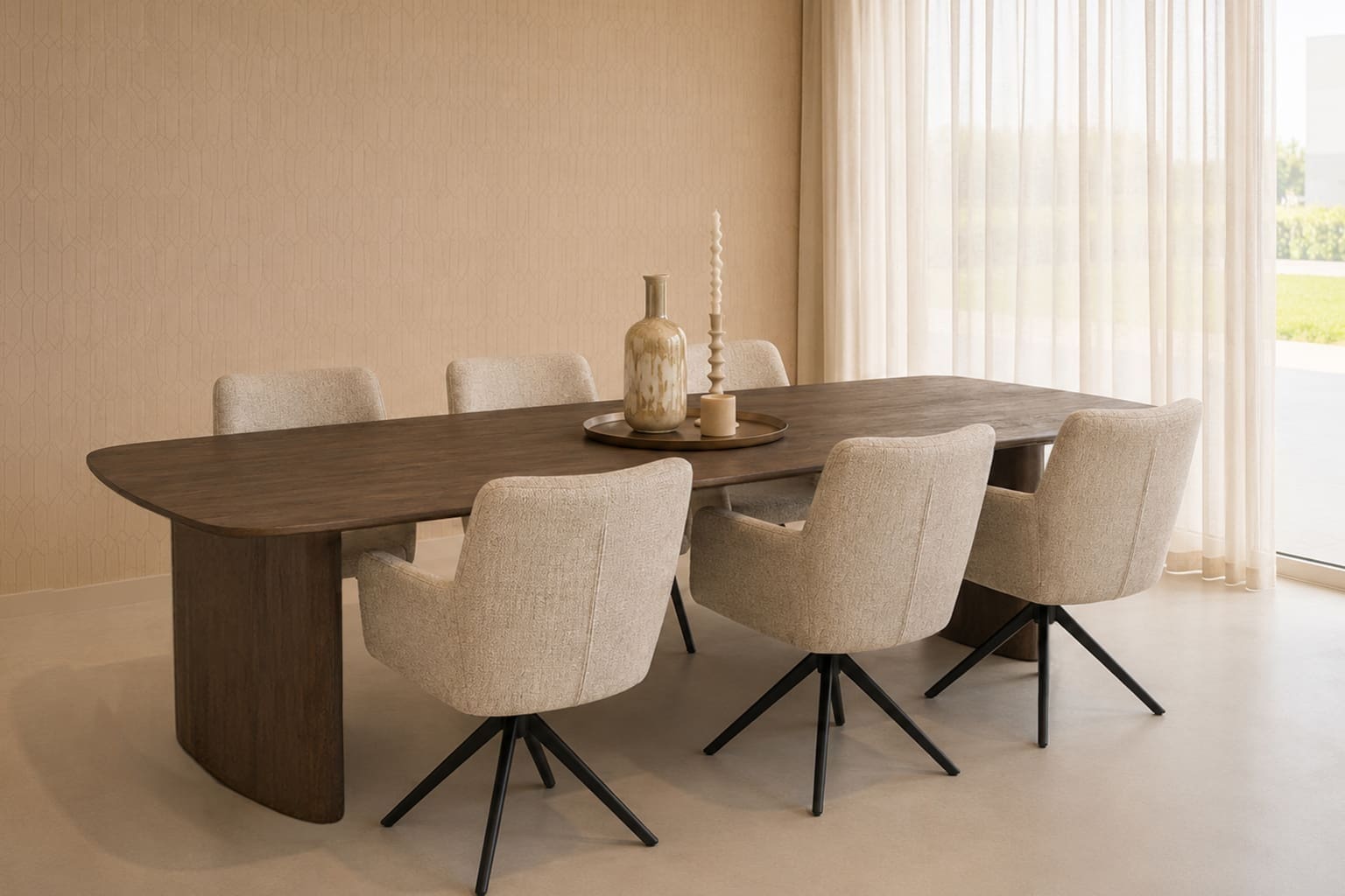 Livingfurn Eettafel Tyler 300cm Bruin|Naturel Eettafel