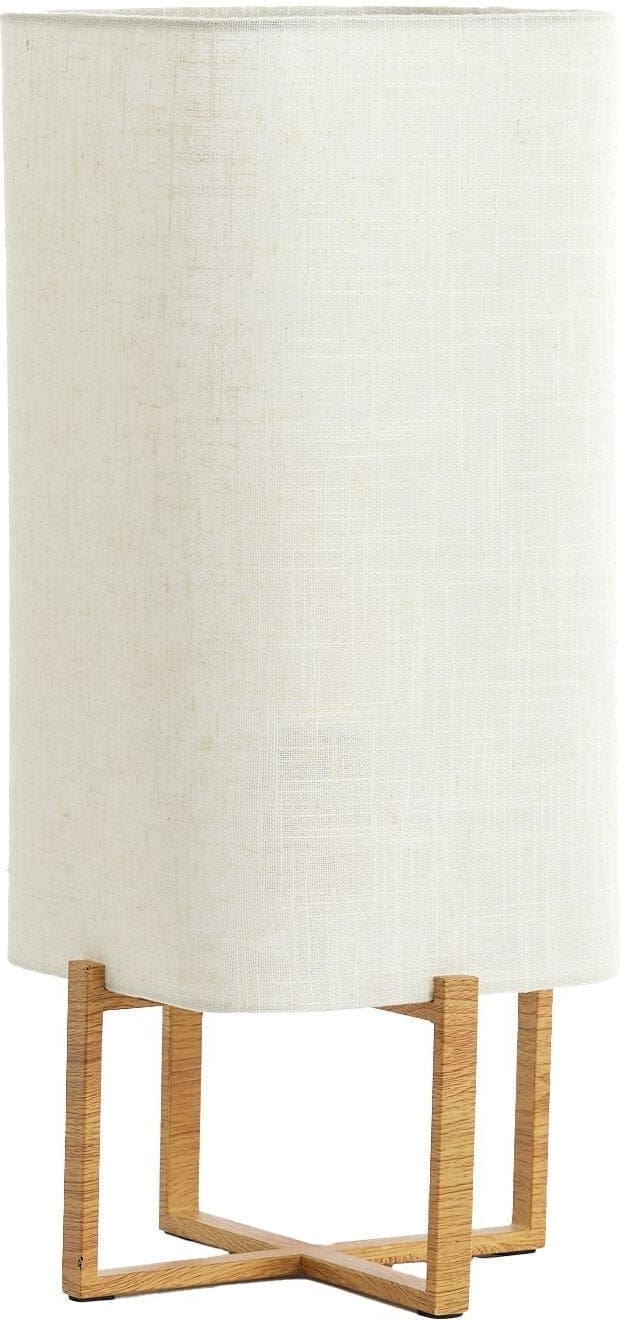 Profijt Meubel Tafellamp Islay houtlook met beige kap Beige|Wit Tafellamp