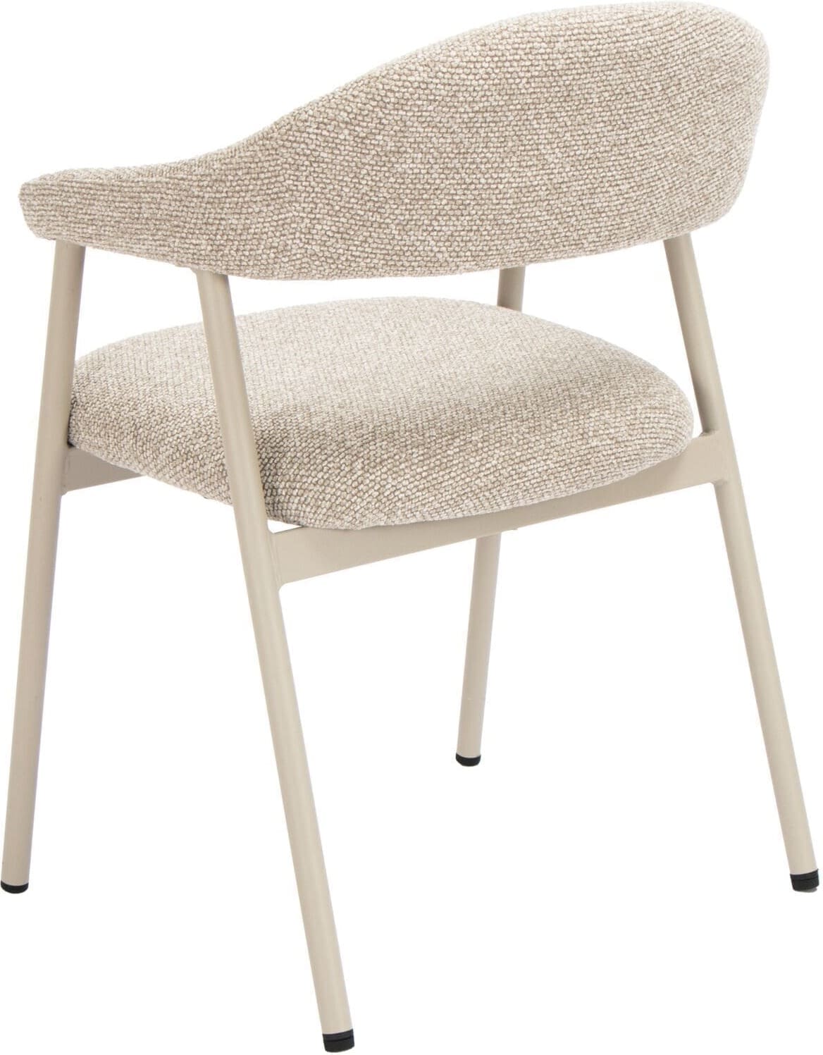 Pronto Wonen Eetkamerstoel Dioso bouclé beige poot taupe Taupe Eetkamerstoel