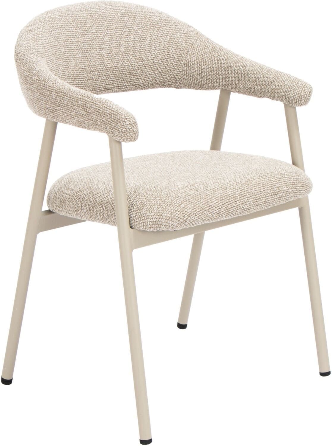 Pronto Wonen Eetkamerstoel Dioso bouclé beige poot taupe Taupe Eetkamerstoel
