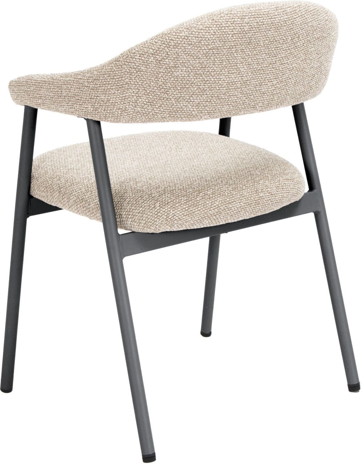 Pronto Wonen Eetkamerstoel Dioso bouclé beige poot zwart Beige|Wit Eetkamerstoel