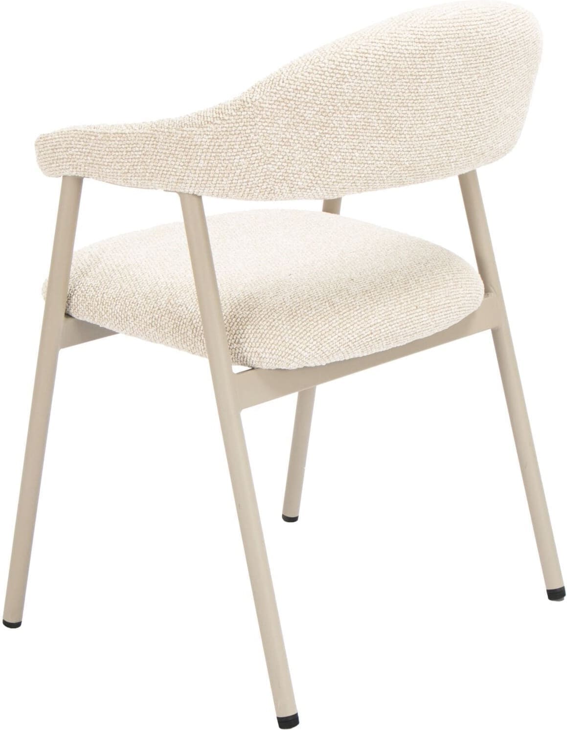 Pronto Wonen Eetkamerstoel Dioso bouclé ecru poot taupe Taupe Eetkamerstoel