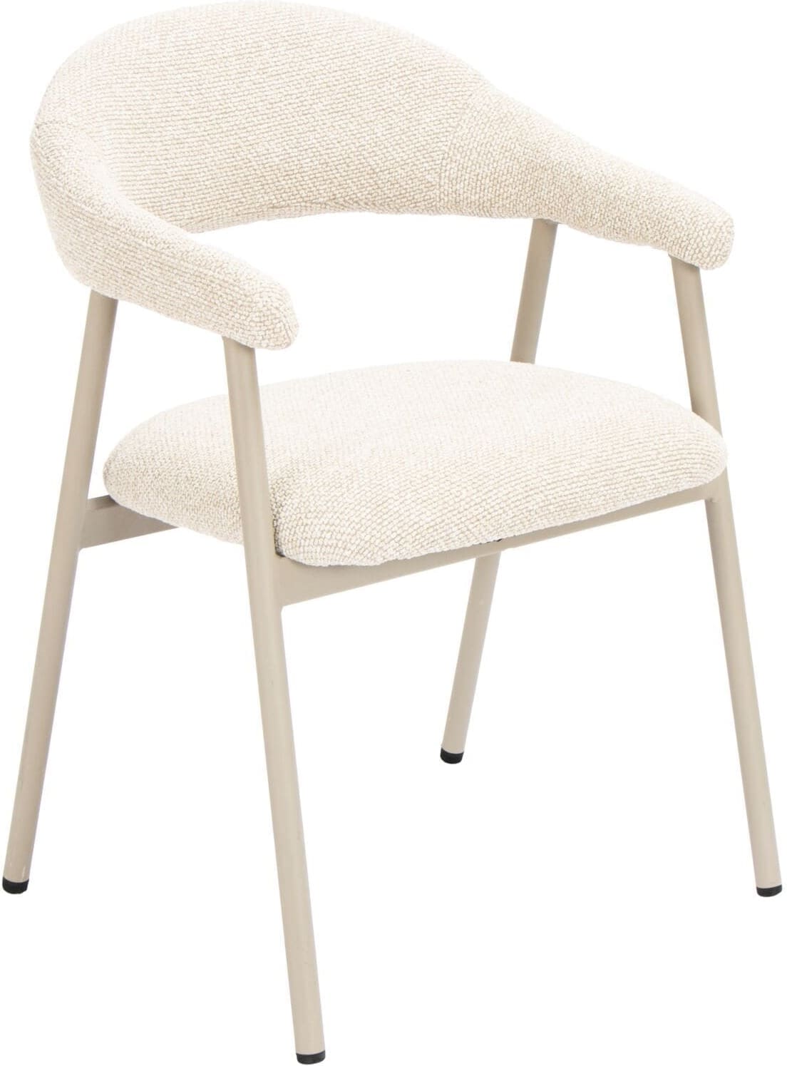 Pronto Wonen Eetkamerstoel Dioso bouclé ecru poot taupe Taupe Eetkamerstoel