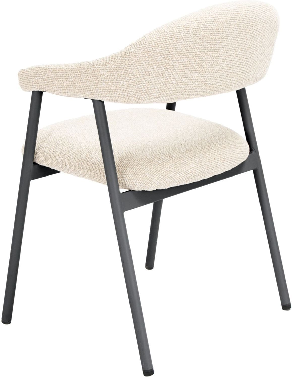 Pronto Wonen Eetkamerstoel Dioso bouclé ecru poot zwart Beige|Wit Eetkamerstoel