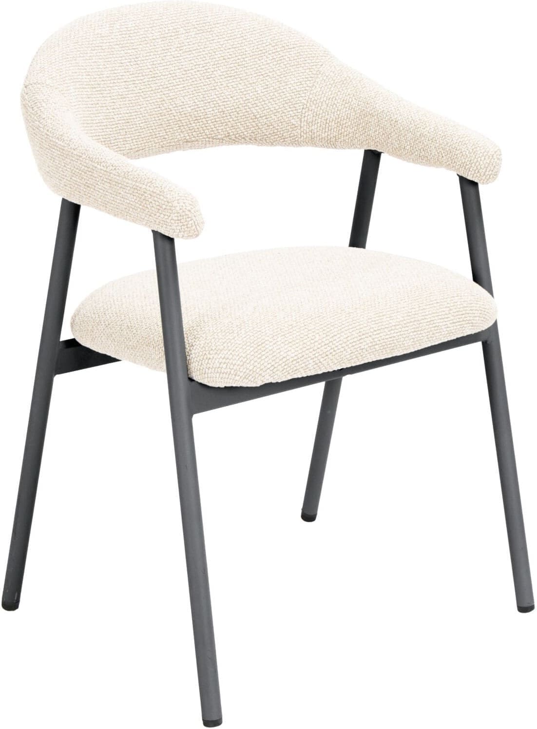 Pronto Wonen Eetkamerstoel Dioso bouclé ecru poot zwart Beige|Wit Eetkamerstoel