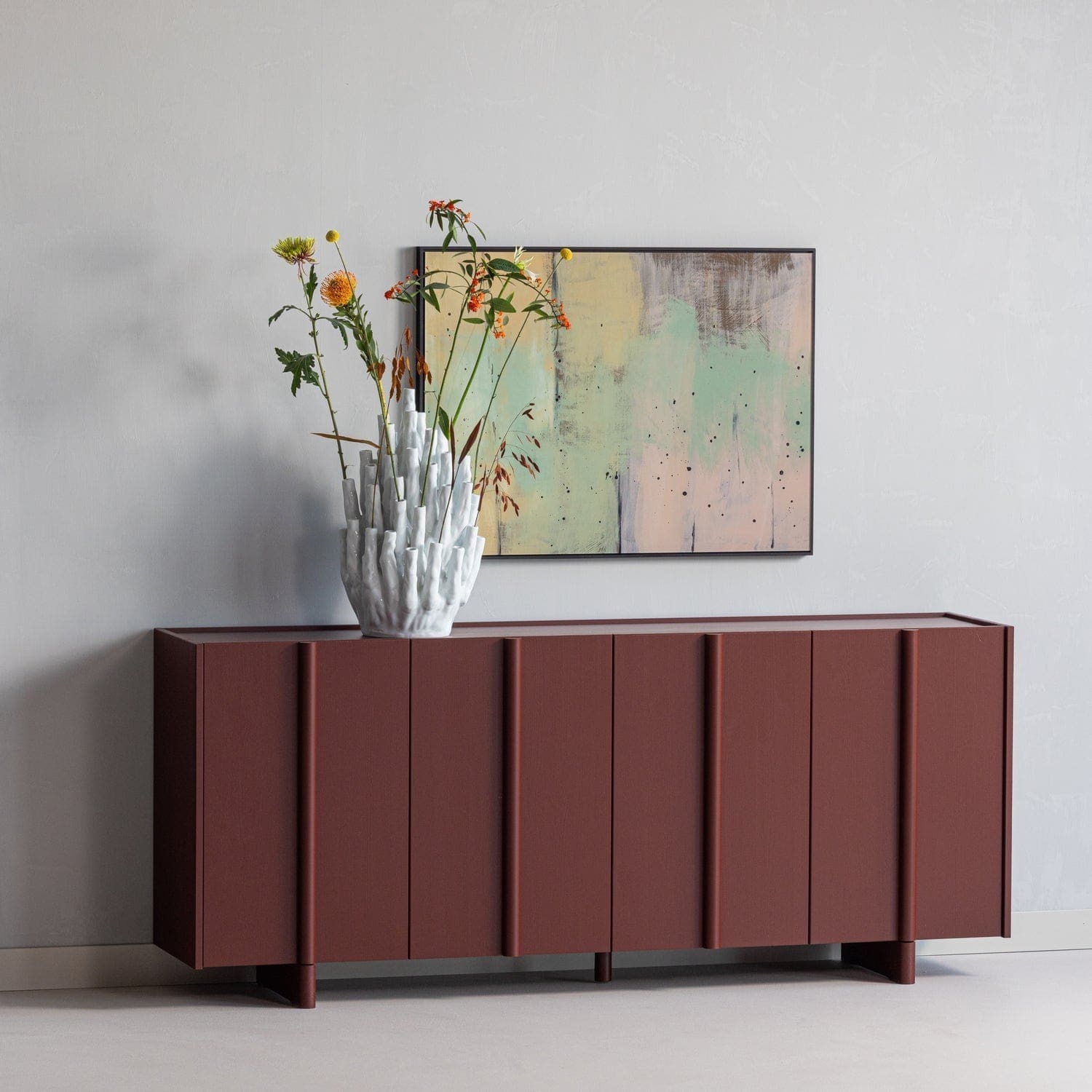 WOOOD Basu dressoir grenen bordeauxrood Bordeaux Dressoir|Kast