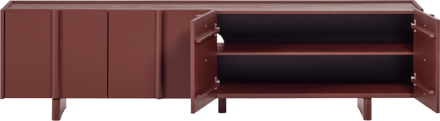 WOOOD Basu tv meubel 200cm grenen bordeauxrood Bordeaux Tv-meubel|Tv-dressoir