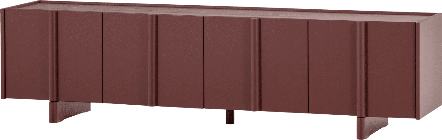 WOOOD Basu tv meubel 200cm grenen bordeauxrood Bordeaux Tv-meubel|Tv-dressoir