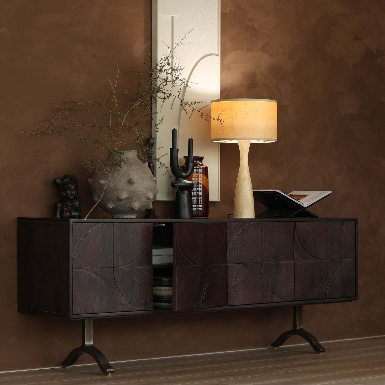 WOOOD Draw dressoir mangohout walnoot Walnoot Dressoir|Kast