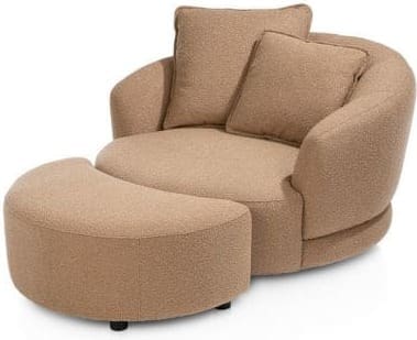 Xooon Cervos poef/hocker groot - stof cloudy Geel Bank
