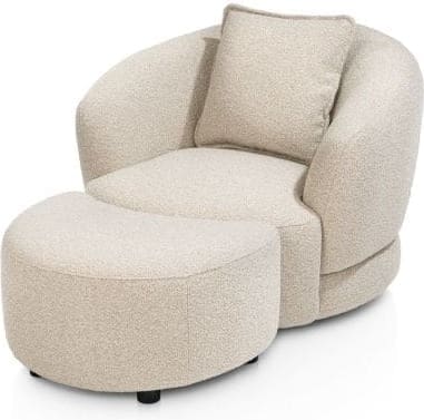 Xooon Cervos poef/hocker klein - stof cloudy Beige Bank