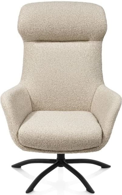 Xooon Lomi draaifauteuil incl poef stof cloudy beige poot zwart metaal Beige Fauteuil