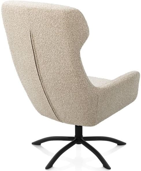 Xooon Lomi draaifauteuil incl poef stof cloudy beige poot zwart metaal Beige Fauteuil