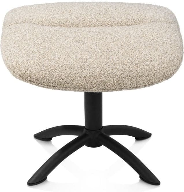 Xooon Lomi draaifauteuil incl poef stof cloudy beige poot zwart metaal Beige Fauteuil