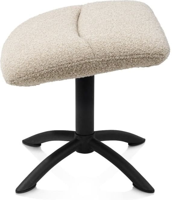 Xooon Lomi draaifauteuil incl poef stof cloudy beige poot zwart metaal Beige Fauteuil