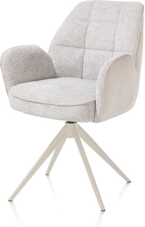 Henders & Hazel Bell armstoel - creme frame - draaibaar - relax - pocket - combi calabria/vada - kiezel Grijs|Wit Armstoel