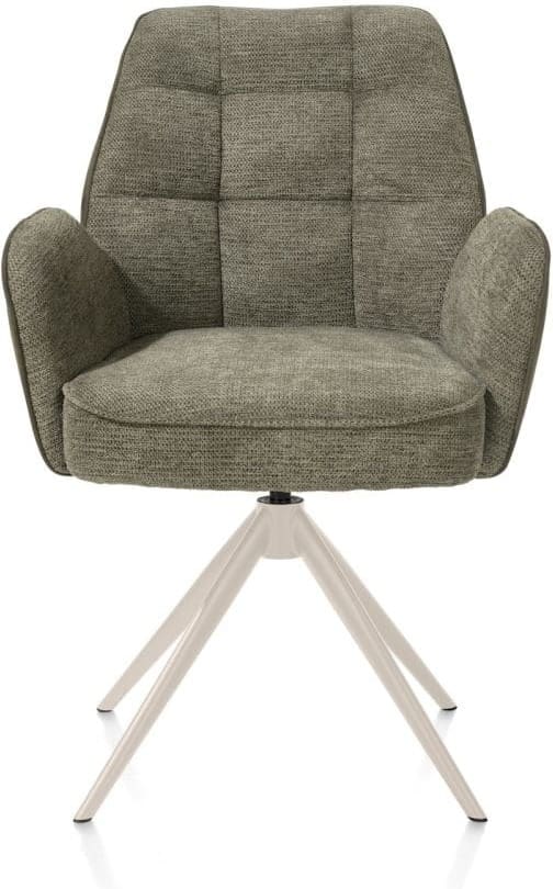 Henders & Hazel Bell armstoel - creme frame - draaibaar - relax - pocket - combi calabria/vada - mosgroen Armstoel