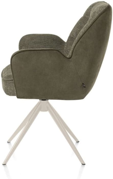 Henders & Hazel Bell armstoel - creme frame - draaibaar - relax - pocket - combi calabria/vada - mosgroen Armstoel
