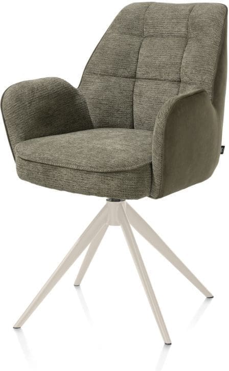 Henders & Hazel Bell armstoel - creme frame - draaibaar - relax - pocket - combi calabria/vada - mosgroen Armstoel