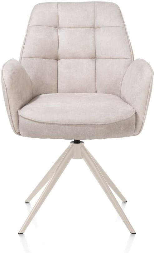 Henders & Hazel Bell armstoel - creme frame - draaibaar - relax - pocket - stof calabria - kiezel Grijs|Wit Armstoel