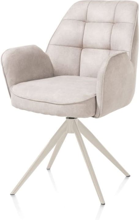 Henders & Hazel Bell armstoel - creme frame - draaibaar - relax - pocket - stof calabria - kiezel Grijs|Wit Armstoel