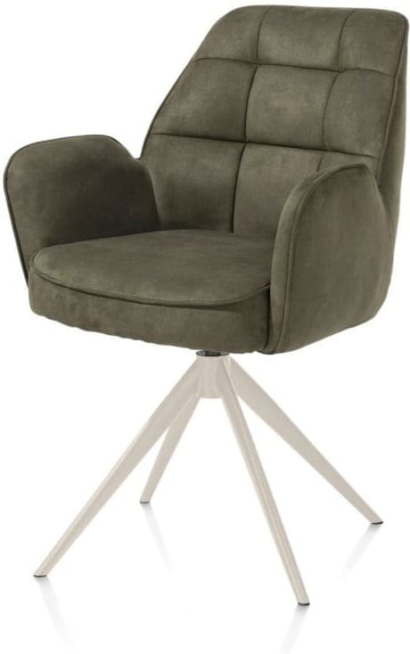 Henders & Hazel Bell armstoel - creme frame - draaibaar - relax - pocket - stof calabria - mosgroen  Armstoel