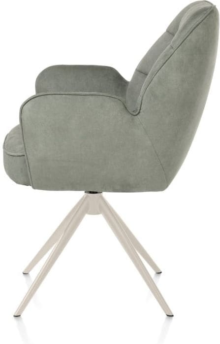 Henders & Hazel Bell armstoel - creme frame - draaibaar - relax - pocket - stof calabria - olijf Groen Armstoel