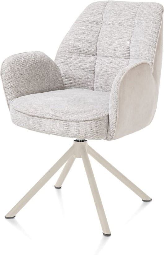 Henders & Hazel Bell armstoel - creme frame recht - draaibaar - pocket - combi calabria/vada - kiezel Grijs|Wit Armstoel