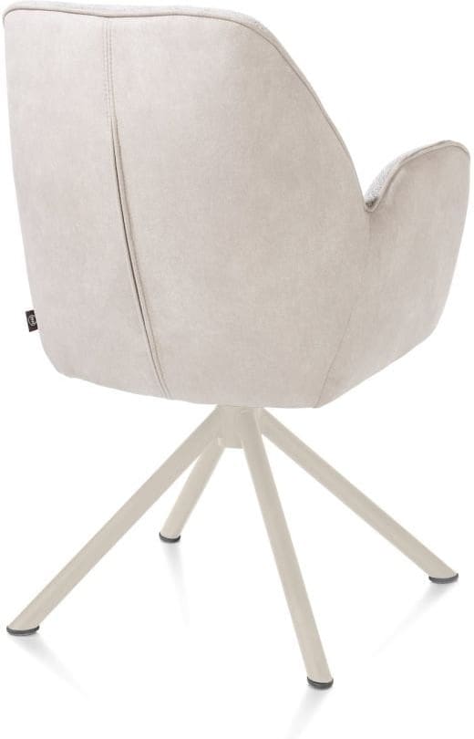 Henders & Hazel Bell armstoel - creme frame recht - draaibaar - pocket - combi calabria/vada - kiezel Grijs|Wit Armstoel