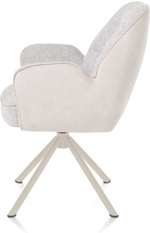 Henders & Hazel Bell armstoel - creme frame recht - draaibaar - pocket - combi calabria/vada - kiezel Grijs|Wit Armstoel