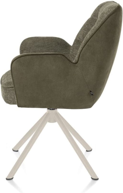 Henders & Hazel Bell armstoel - creme frame recht - draaibaar - pocket - combi calabria/vada - mosgroen Armstoel