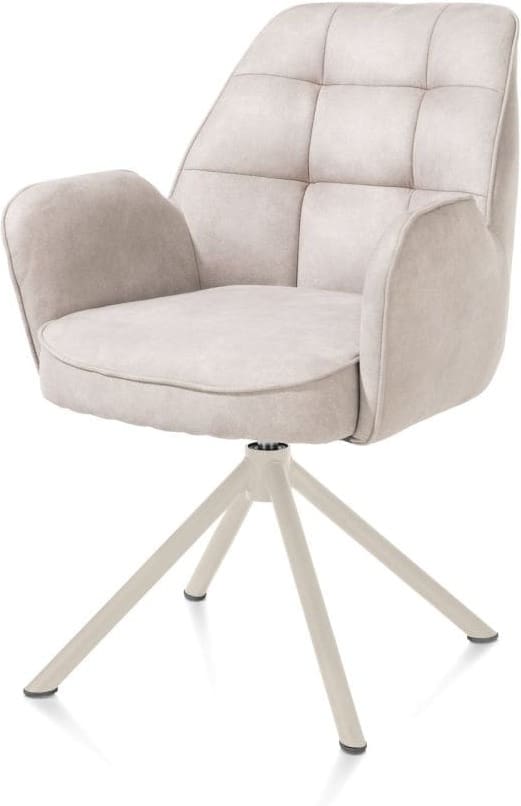 Henders & Hazel Bell armstoel - creme frame recht - draaibaar - pocket - stof calabria - kiezel Grijs|Wit Armstoel
