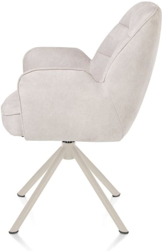 Henders & Hazel Bell armstoel - creme frame recht - draaibaar - pocket - stof calabria - kiezel Grijs|Wit Armstoel