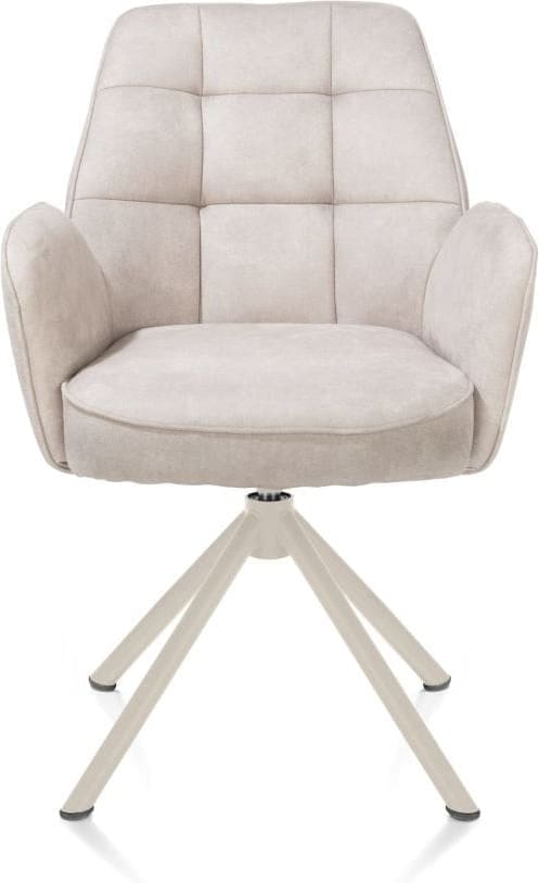 Henders & Hazel Bell armstoel - creme frame recht - draaibaar - pocket - stof calabria - kiezel Grijs|Wit Armstoel
