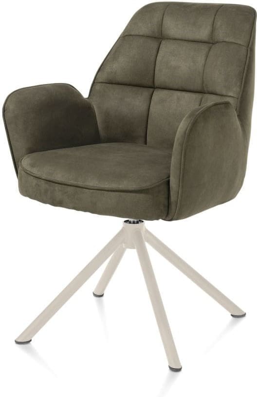 Henders & Hazel Bell armstoel - creme frame recht - draaibaar - pocket - stof calabria - mosgroen Armstoel