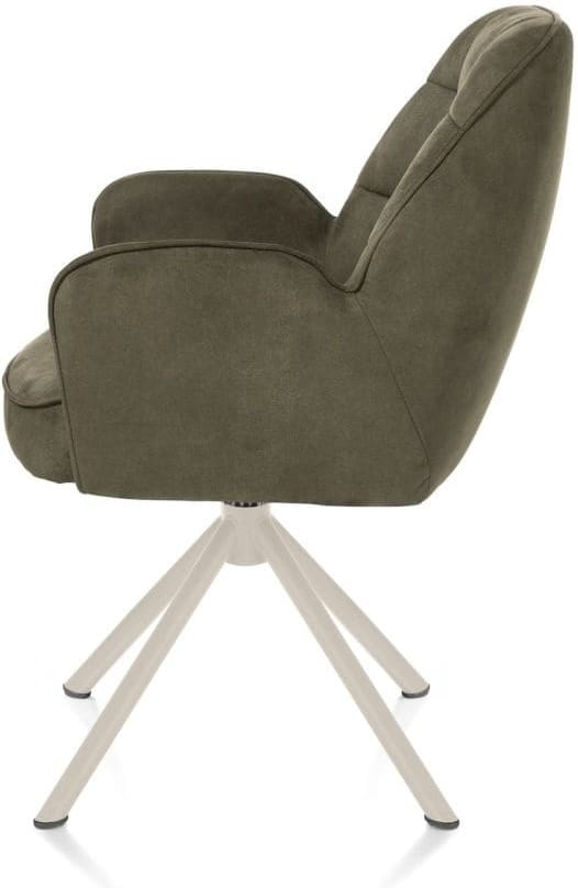 Henders & Hazel Bell armstoel - creme frame recht - draaibaar - pocket - stof calabria - mosgroen Armstoel