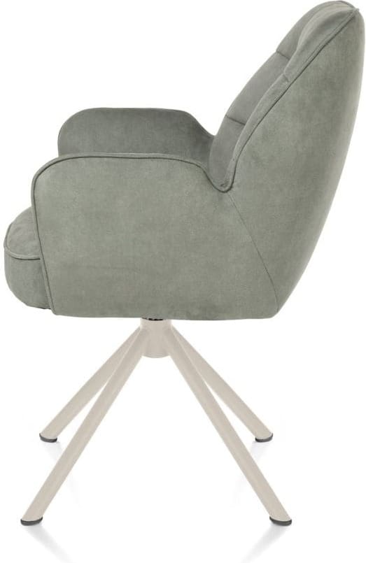 Henders & Hazel Bell armstoel - creme frame recht - draaibaar - pocket - stof calabria - olijf Groen Armstoel
