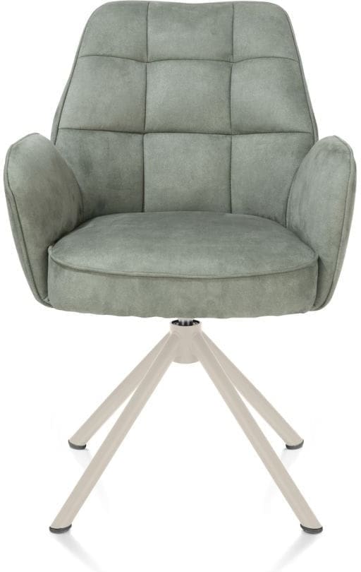 Henders & Hazel Bell armstoel - creme frame recht - draaibaar - pocket - stof calabria - olijf Groen Armstoel