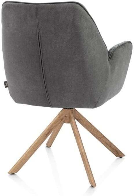 Henders & Hazel Bell armstoel - eikenprint frame - draaibaar - pocket - combi calabria/vada Antraciet Armstoel