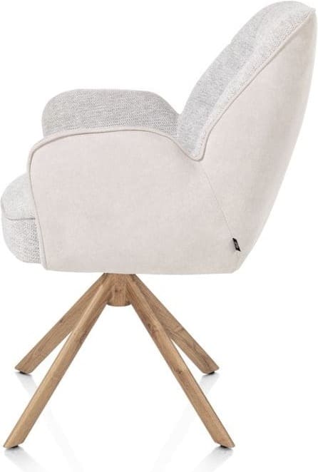 Henders & Hazel Bell armstoel - eikenprint frame - draaibaar - pocket - combi calabria/vada - kiezel Grijs|Wit Armstoel