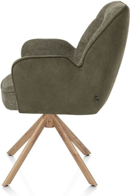 Henders & Hazel Bell armstoel - eikenprint frame - draaibaar - pocket - combi calabria/vada - mosgroen Armstoel